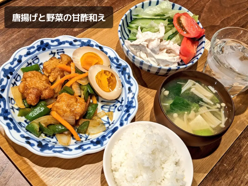 唐揚げと野菜の甘酢和え