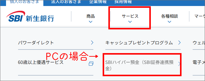 SBIハイパー預金を設定する方法